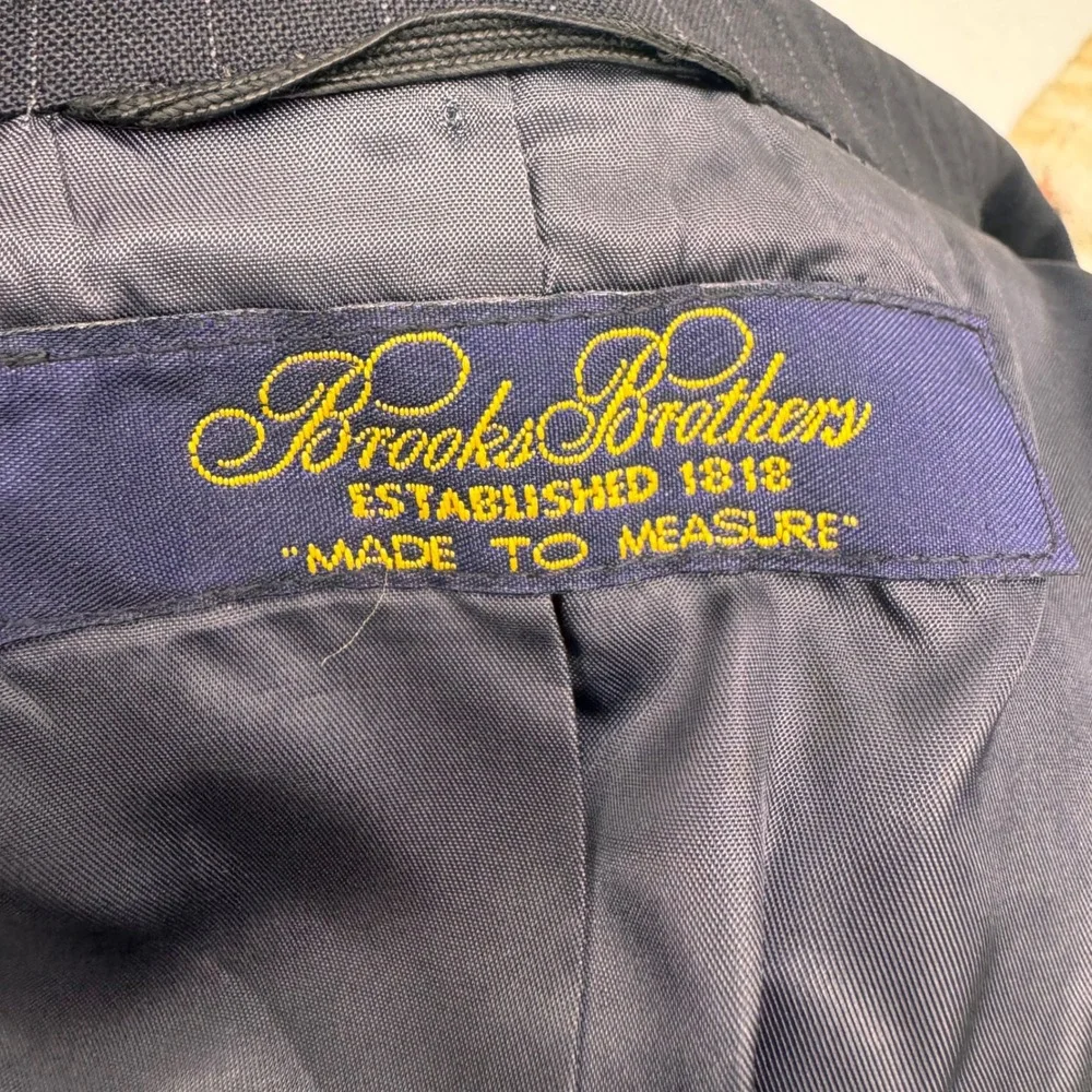 Brooks Brothers Made to Measure Navy Pinstripe Blazer Mens USA Union Made Wool